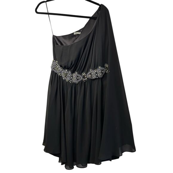 Eliza J One-Shoulder Cocktail Mini Dress in Black - Size 6 - Picture 5 of 15